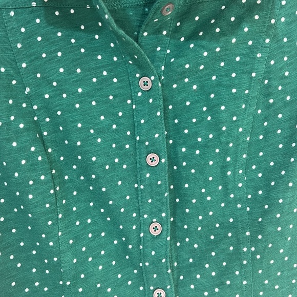 BODEN Tara Jersey Button Down Collared Shirt Green Polka Dot Size 2 Petite - Picture 5 of 12